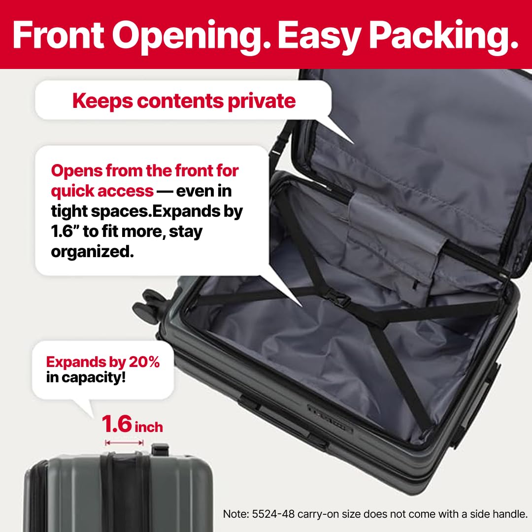 LEGEND WALKER LW 5524 Hardshell Expansion Front-openning, USB port,Cup-holder Spinner Luggage