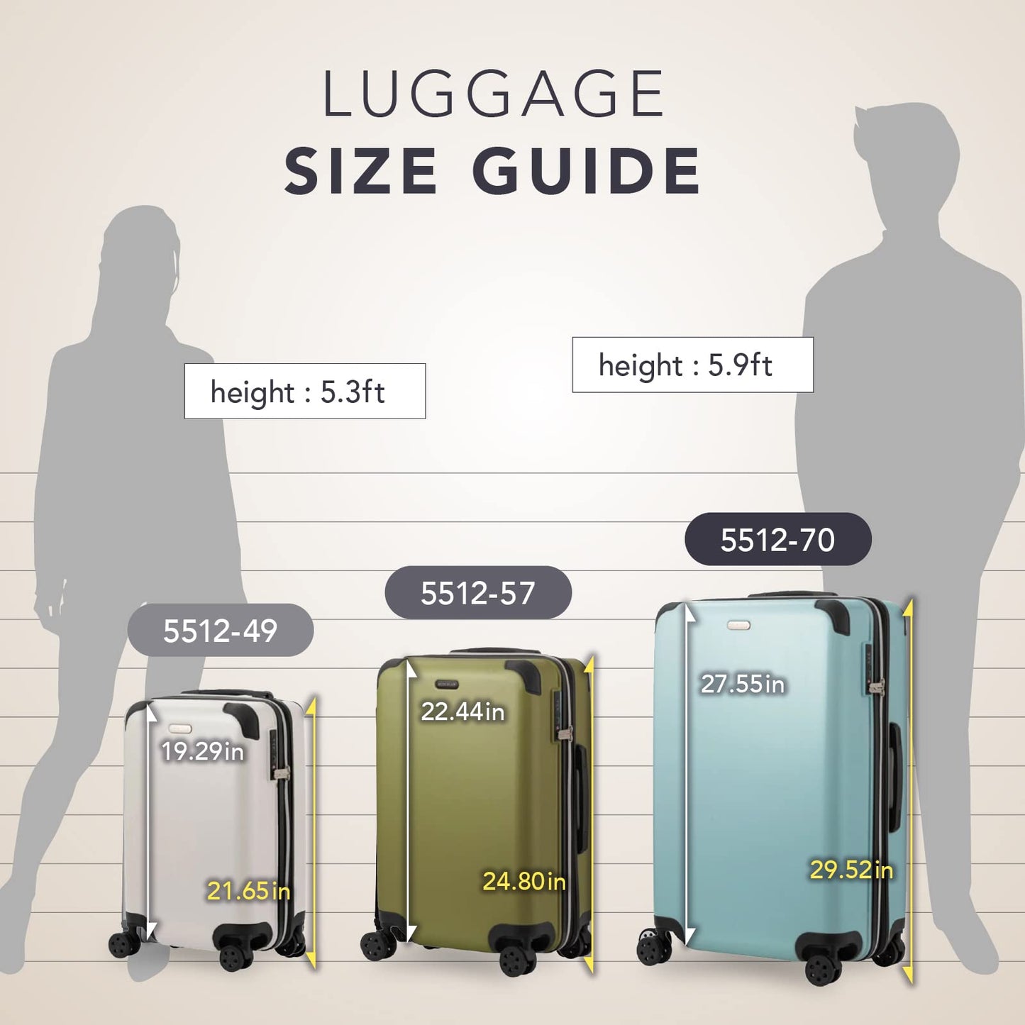 LEGEND WALKER EARTH 5512  Hardside Durable Expandable Luggage