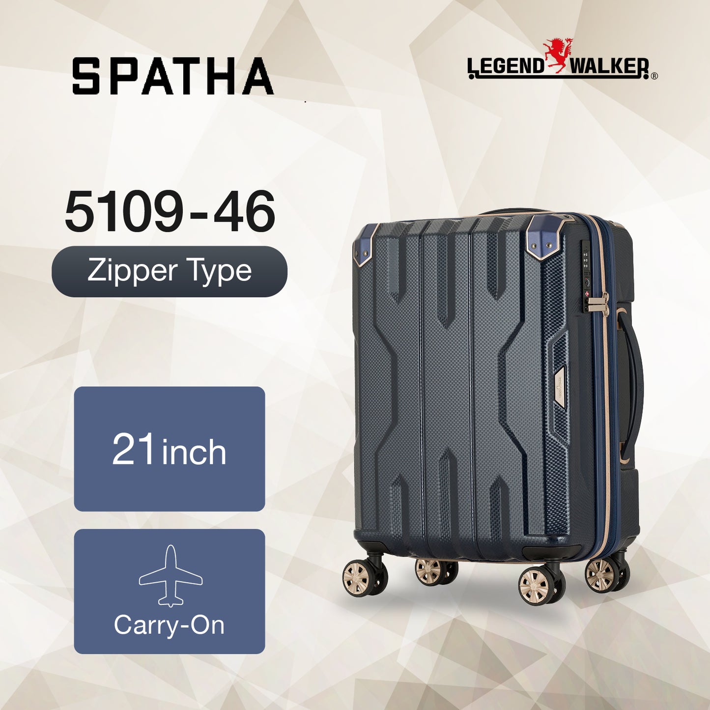 Legend Walker 5109 Spatha Hardside Expandable Spinner Luggage, 21-in,Carry-on