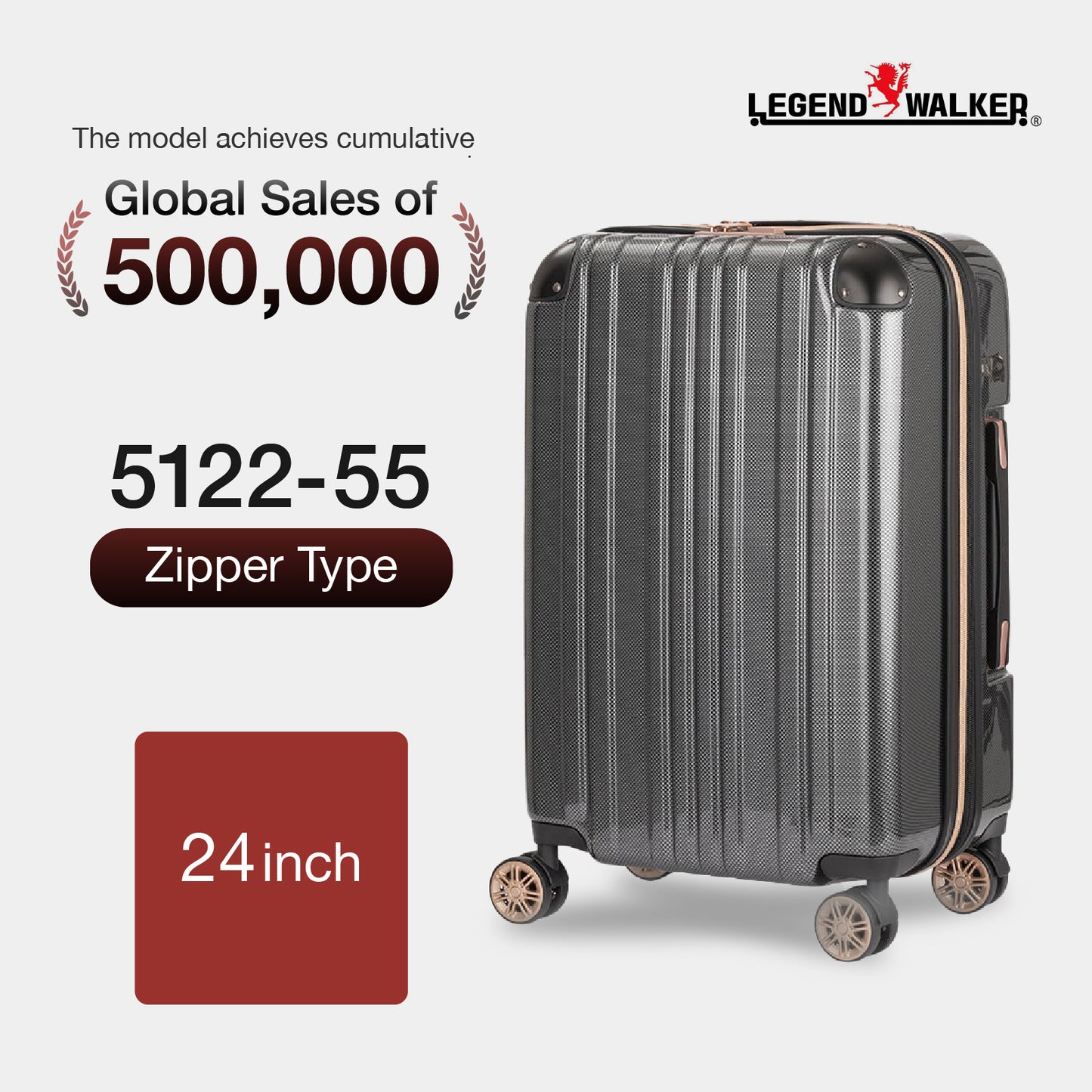 Legend Walker 5122 Hardside Zipper Luggage, 24-in