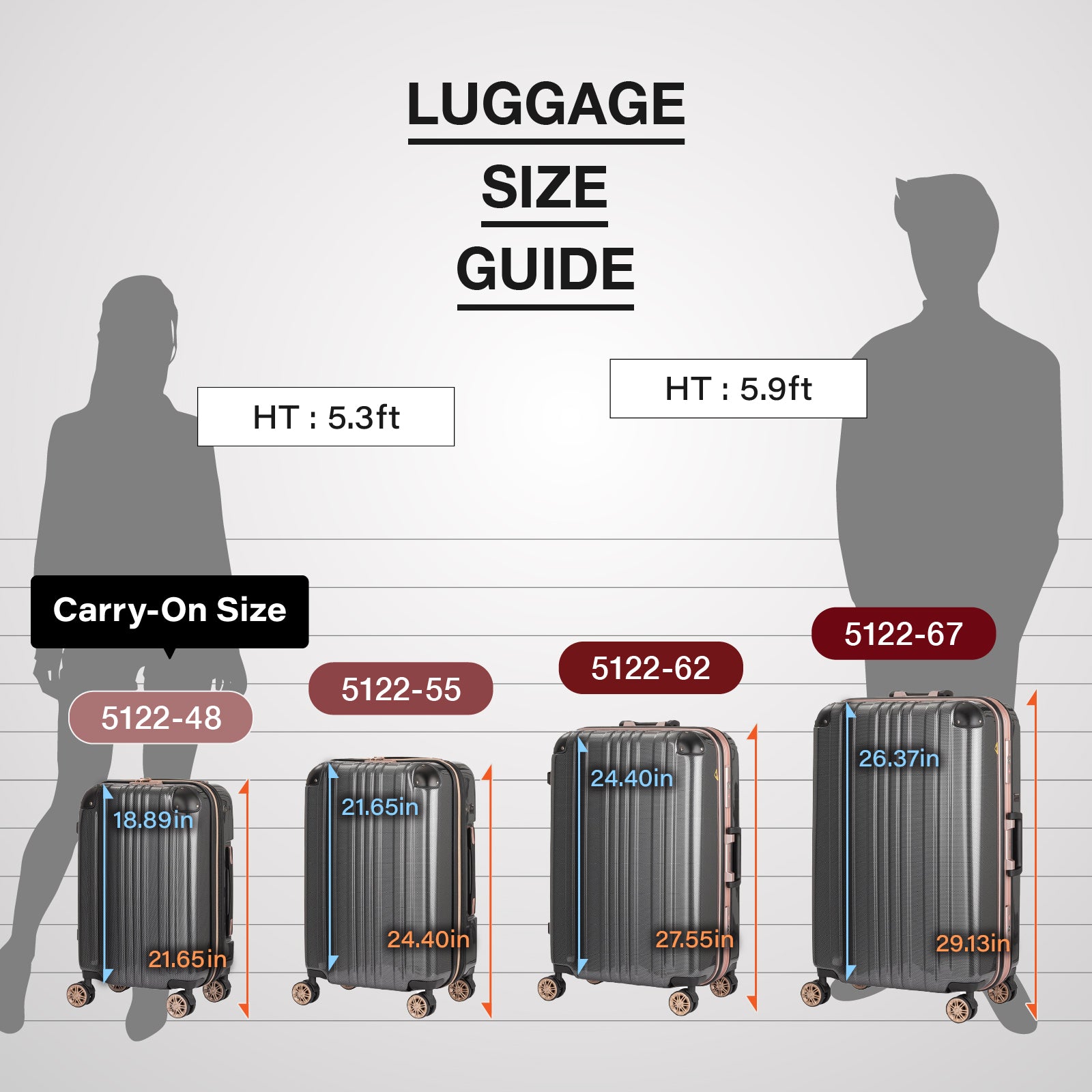Legend Walker 5122 Hardside Zipper Luggage, 22-in – legend-walker-us