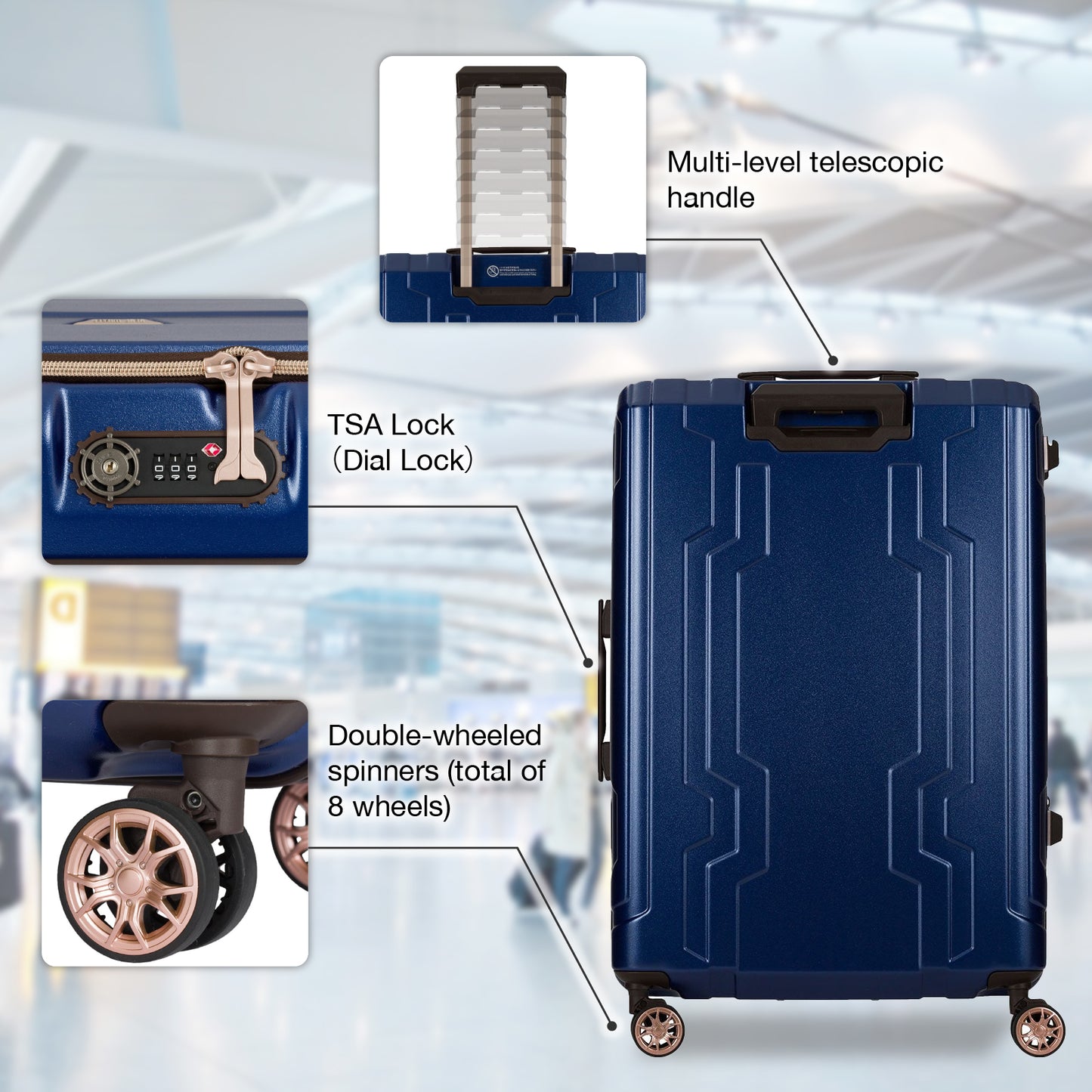 Legend Walker 5205 Bluewhale Hardside Front-Open Max Expansion Spinner Luggage, 29-in