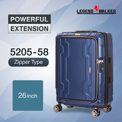 Legend Walker 5205 Bluewhale Hardside Front-Open Max Expansion Spinner Luggage, 26-in