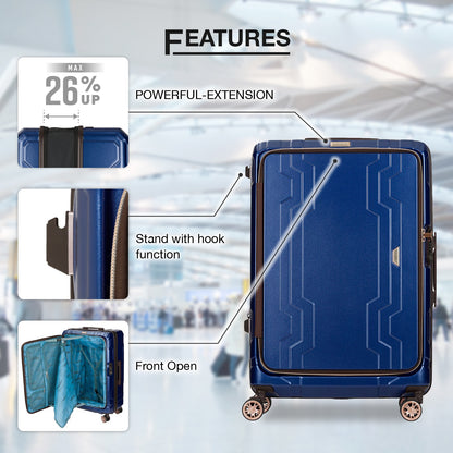 Legend Walker 5205 Bluewhale Hardside Front-Open Max Expansion Spinner Luggage, 26-in