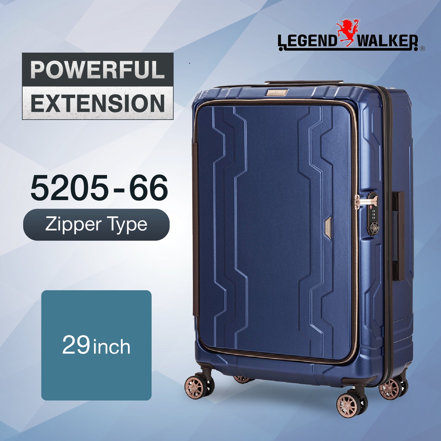 Legend Walker 5205 Bluewhale Hardside Front-Open Max Expansion Spinner Luggage, 29-in