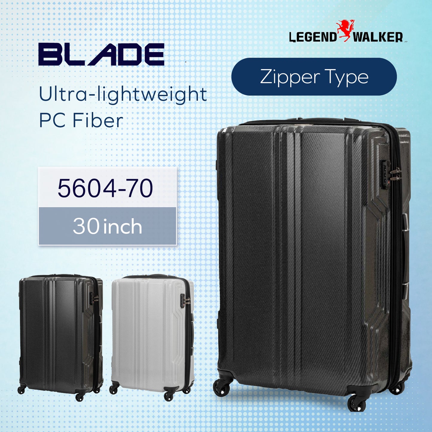 Legend Walker 5604 Blade-Ultralight Hardside PC Fiber Expandable Spinner Luggage,30-in